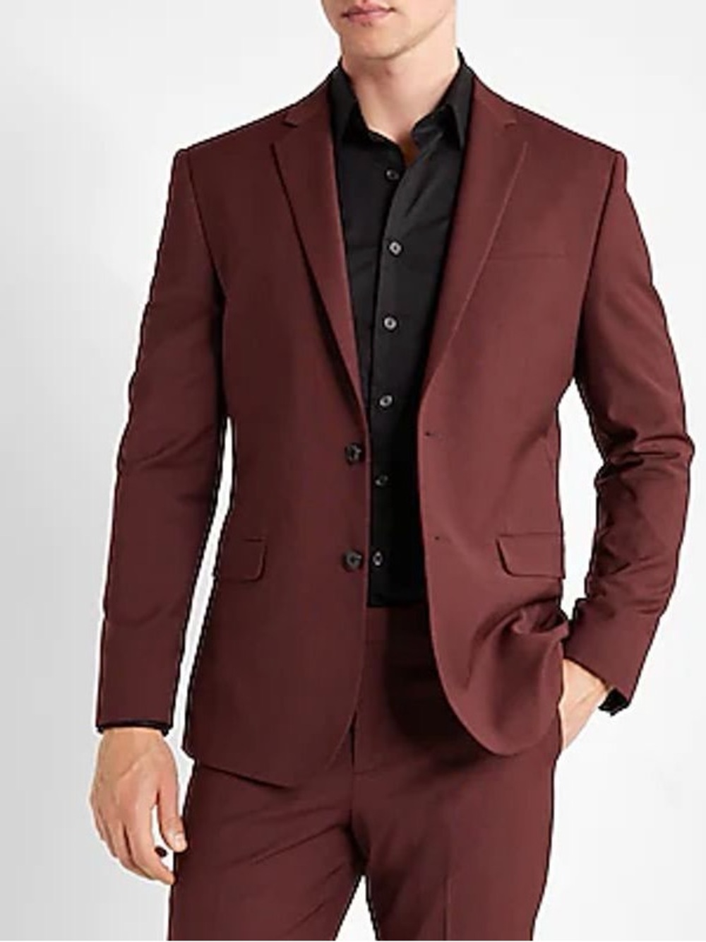 NWT Express Men’s Slim Fit Suit Burgundy Wine Size 38S $298